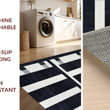 Ultra Soft Area Rug, Non Slip, Stain Resistant, Washable Area Rugs for Living Room, Bedroom, Modern Stripe Fusion Rug with Bold Contrasting Bands and Minimalist Linear Art(Black)