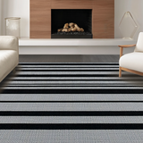 Ultra Soft Area Rug, Non Slip, Stain Resistant, Washable Area Rugs for Living Room, Bedroom, Sleek Minimalist Striped Motif(Black)