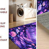 Ultra Soft Area Rug, Non Slip, Stain Resistant, Washable Area Rugs for Living Room, Bedroom, Radiant Floral Fantasy Aesthetic(Purple)