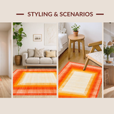 Ultra Soft Area Rug, Non Slip, Stain Resistant, Washable Area Rugs for Living Room, Bedroom, Bright Eclectic Diamond Composition(Orange)