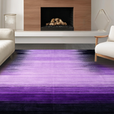 Ultra Soft Area Rug, Non Slip, Stain Resistant, Washable Area Rugs for Living Room, Bedroom, Dynamic Color-Shifted Geometric Motif(Purple)