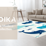 Ultra Soft Area Rug, Non Slip, Stain Resistant, Washable Area Rugs for Living Room, Bedroom, Creative Circular ABC Learning Rug(Blue)