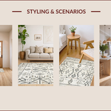 Ultra Soft Area Rug, Non Slip, Stain Resistant, Washable Area Rugs for Living Room, Bedroom, Elegant Earthy Tribal Geometry(Beige)