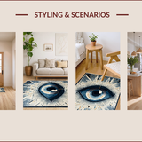 Ultra Soft Area Rug, Non Slip, Stain Resistant, Washable Area Rugs for Living Room, Bedroom, Evil Eye Ethnic Patterned Accent(Blue)