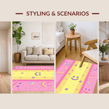 Ultra Soft Area Rug, Non Slip, Stain Resistant, Washable Area Rugs for Living Room, Bedroom, Delightful Pastel Fun Motif(Pink)
