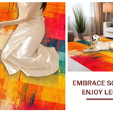 Ultra Soft Area Rug, Non Slip, Stain Resistant, Washable Area Rugs for Living Room, Bedroom, Energetic Modern Artistic Vortex(Yellow)