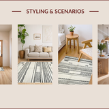 Ultra Soft Area Rug, Non Slip, Stain Resistant, Washable Area Rugs for Living Room, Bedroom, Rustic Minimalist Diamond Pattern(White)