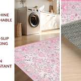 Ultra Soft Area Rug, Non Slip, Stain Resistant, Washable Area Rugs for Living Room, Bedroom, Delicate Petal Patterned Decor(Pink)