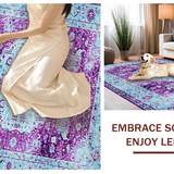 Ultra Soft Area Rug, Non Slip, Stain Resistant, Washable Area Rugs for Living Room, Bedroom, Transitional Earth Tone Composition(Purple)