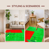 Ultra Soft Area Rug, Non Slip, Stain Resistant, Washable Area Rugs for Living Room, Bedroom, Charming Organic Animal Motif(Green)