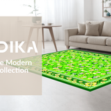 Ultra Soft Area Rug, Non Slip, Stain Resistant, Washable Area Rugs for Living Room, Bedroom, Rustic Green Textured Motif(Green)