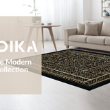 Ultra Soft Area Rug, Non Slip, Stain Resistant, Washable Area Rugs for Living Room, Bedroom, Sleek Black and White Pattern(Black)