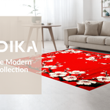 Ultra Soft Area Rug, Non Slip, Stain Resistant, Washable Area Rugs for Living Room, Bedroom, Transitional Abstract Blossom Arrangement(Red)