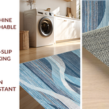 Ultra Soft Area Rug, Non Slip, Stain Resistant, Washable Area Rugs for Living Room, Bedroom, Rustic Neutral Geometric Ensemble(Blue)