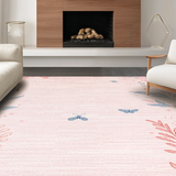Ultra Soft Area Rug, Non Slip, Stain Resistant, Washable Area Rugs for Living Room, Bedroom, Stylish Nature-Inspired Pink Palette(Pink)