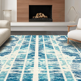 Ultra Soft Area Rug, Non Slip, Stain Resistant, Washable Area Rugs for Living Room, Bedroom, Modern Beach Area Rug with Unique Seahorse and Ocean Wave Motif(Blue)