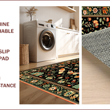 Ultra Soft Area Rug, Non Slip, Stain Resistant, Washable Area Rugs for Living Room, Bedroom, Elegant Floral Insect Fusion(Black)