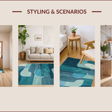 Ultra Soft Area Rug, Non Slip, Stain Resistant, Washable Area Rugs for Living Room, Bedroom, Elegant Grey Toned Minimalist Artwork(Blue)