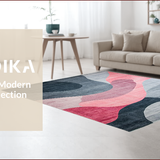 Ultra Soft Area Rug, Non Slip, Stain Resistant, Washable Area Rugs for Living Room, Bedroom, Elegant Grey Pink Geometric Fusion(Gray)