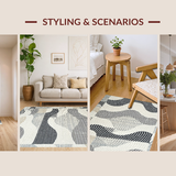 Ultra Soft Area Rug, Non Slip, Stain Resistant, Washable Area Rugs for Living Room, Bedroom, Softly Textured Scallop Visual(Gray)