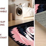 Ultra Soft Area Rug, Non Slip, Stain Resistant, Washable Area Rugs for Living Room, Bedroom, Celestial Floral Abstract Composition(Pink)