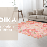 Ultra Soft Area Rug, Non Slip, Stain Resistant, Washable Area Rugs for Living Room, Bedroom, Eclectic Boho Chic Floral Style(Pink)