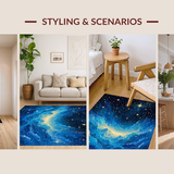 Ultra Soft Area Rug, Non Slip, Stain Resistant, Washable Area Rugs for Living Room, Bedroom, Dynamic Galactic Swirl Design(Blue)