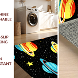 Ultra Soft Area Rug, Non Slip, Stain Resistant, Washable Area Rugs for Living Room, Bedroom, Bright Interstellar Learning Theme(Yellow)