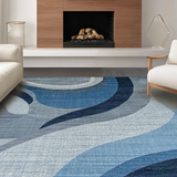 Ultra Soft Area Rug, Non Slip, Stain Resistant, Washable Area Rugs for Living Room, Bedroom, Serene Abstract Watercolor Motif(Blue)