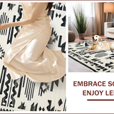 Ultra Soft Area Rug, Non Slip, Stain Resistant, Washable Area Rugs for Living Room, Bedroom, Luxurious Black and White Medallion(Black)
