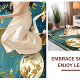 Ultra Soft Area Rug, Non Slip, Stain Resistant, Washable Area Rugs for Living Room, Bedroom, Bright Vintage Fantasy Artwork(Gold)