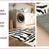Ultra Soft Area Rug, Non Slip, Stain Resistant, Washable Area Rugs for Living Room, Bedroom, Luxury Shag Bedroom Rug Zebra Pattern Plush Easy Care(Black)