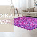 Ultra Soft Area Rug, Non Slip, Stain Resistant, Washable Area Rugs for Living Room, Bedroom, Sophisticated Purple and Blue Floral Blend(Pink)