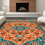 Ultra Soft Area Rug, Non Slip, Stain Resistant, Washable Area Rugs for Living Room, Bedroom, Transitional Cozy Tiled Motif(Orange)