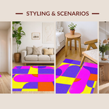 Ultra Soft Area Rug, Non Slip, Stain Resistant, Washable Area Rugs for Living Room, Bedroom, Artistic Geometric Watercolor Fusion(Purple)
