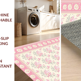 Ultra Soft Area Rug, Non Slip, Stain Resistant, Washable Area Rugs for Living Room, Bedroom, Serene Light Pink Daisy Theme(Ivory)