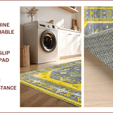 Ultra Soft Area Rug, Non Slip, Stain Resistant, Washable Area Rugs for Living Room, Bedroom, Chic Geometric Grey Yellow Fusion(Gray)