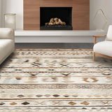 Ultra Soft Area Rug, Non Slip, Stain Resistant, Washable Area Rugs for Living Room, Bedroom, Elegant Curved Boho Design(Beige)