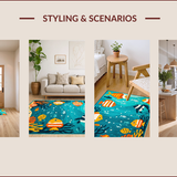 Ultra Soft Area Rug, Non Slip, Stain Resistant, Washable Area Rugs for Living Room, Bedroom, Playful Oceanic Animal Design(Blue)