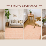 Ultra Soft Area Rug, Non Slip, Stain Resistant, Washable Area Rugs for Living Room, Bedroom, Elegant Soft Peach Damask Motif(Orange)