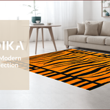 Ultra Soft Area Rug, Non Slip, Stain Resistant, Washable Area Rugs for Living Room, Bedroom, Rustic Earthy Tiger Skin Motif(Orange)