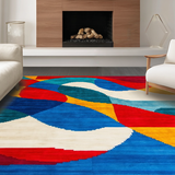 Ultra Soft Area Rug, Non Slip, Stain Resistant, Washable Area Rugs for Living Room, Bedroom, Vibrant Circular Abstract Swirl(Red)