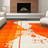 Ultra Soft Area Rug, Non Slip, Stain Resistant, Washable Area Rugs for Living Room, Bedroom, Bold Teal and Orange Geometric Fusion(Orange)