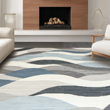 Ultra Soft Area Rug, Non Slip, Stain Resistant, Washable Area Rugs for Living Room, Bedroom, Rustic Monochrome Scalloped Style(Gray)