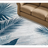 Ultra Soft Area Rug, Non Slip, Stain Resistant, Washable Area Rugs for Living Room, Bedroom, Tropical Leaf Vintage Elegance(Blue)