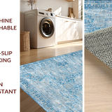 Ultra Soft Area Rug, Non Slip, Stain Resistant, Washable Area Rugs for Living Room, Bedroom, Dainty Bow Design Preppy Rug Stylish Bathroom Accent Cute Washable Carpet(Blue)