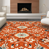 Ultra Soft Area Rug, Non Slip, Stain Resistant, Washable Area Rugs for Living Room, Bedroom, Striking Colorful Ogee Patterns(Orange)