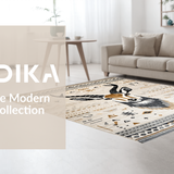 Ultra Soft Area Rug, Non Slip, Stain Resistant, Washable Area Rugs for Living Room, Bedroom, Trendy Beige Patterned Aesthetic(Brown)