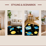 Ultra Soft Area Rug, Non Slip, Stain Resistant, Washable Area Rugs for Living Room, Bedroom, Cosmic Colorful Planetary Motif(Blue)