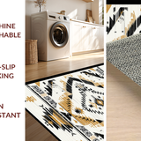 Ultra Soft Area Rug, Non Slip, Stain Resistant, Washable Area Rugs for Living Room, Bedroom, Elegant Ethnic Diamond Design(Beige)